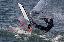 Sebastien Josse sailing Bladerider Foiling Moth, Concarneau, France. October 2007