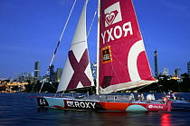 Arrival of "Roxy" yacht (Annie Liardet and Miranda Merron) after the Transatlantic Jacques Vabre race, 2005
