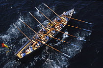 Crew rowing yole, Douarnenez Maritime Festival, Brittany, France 2000