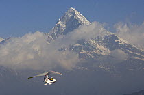 Microlight flight around Pokhara and towards the foothills of the Himalayas, Nepal. March 2008.
