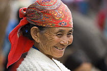 Smiling woman (of Nepali origin) at the market of Sombare, West Sikkim, India October 2007