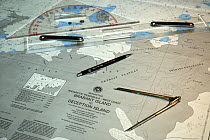 Antarctica - map / chart and mapping instruments including dividers and parallel rulers