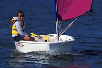 Girl sailing optimist, France 2002
