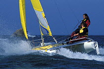 Learning to sail a New Cat 16 catamaran at sailing school "Club Newmarine", France 2002
