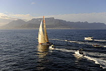 "Ericsson 4" arriving in Cape Town to win the first leg of the Volvo Ocean Race into Cape Town, November 2008. The 10th Volvo Ocean Race, 2008-09. For EDITORIAL USE only