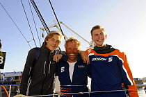 Watch leader Magnus Olsson (SWE) with his two sons on "Ericsson 3", which finished third on leg one of the Volvo Ocean Race into Cape Town, November 2008. 10th Volvo Ocean Race, 2008-09. For EDITORIAL...