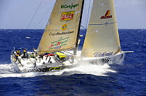 "Telefonica Black" rounds the Brazilian island of Fernando de Noronha, during the 10th Volvo Ocean Race (2008-2009), October 23rd 2008. For EDITORIAL USE only.