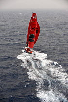 "Puma" reaching over 25 knots just a few hours after leaving Alicante, Spain, on leg one of the 10th Volvo Ocean Race 2008-2009, October 2008. For EDITORIAL USE only.