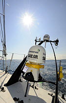Inmarsat and Live Wire domes aboard "Green Dragon" during race training in Alicante, Spain, for the 10th Volvo Ocean Race 2008-2009. For EDITORIAL USE only.