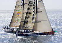 "Ericsson 3" and "Telefonica Black" during practice race for the first inport race in Alicante, Spain, Thursday October 2nd. 10th Volvo Ocean Race, 2008-2009. For EDITORIAL USE only.