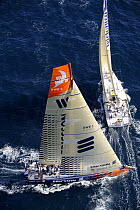 "Ericsson 4" and "Telefonica Black" crossing during in-port Race 1, Alicante, Spain. Volvo Ocean Race 2008-2009. For EDITORIAL USE only.