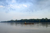 Boat on the Tambopata river, Tambopata National reserve, Amazonia, Peru