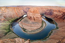 Aerial view of Horseshoe Bend of the Colorado River at dawn, near Page, Arizona, USA
