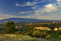 Mt Ventoux and the village of Venasque, the Vaucluse, Provence, France