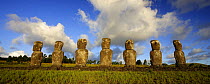 Moai rock statues in Ahu Akivi, Easter Island / Pascua / Rapa Nui