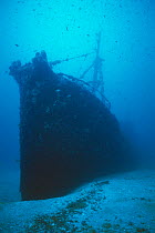 Wreck of ship 'The Santa', scuttled in July 1988 and now an artificial reef off Menorca, Mediterranean sea.