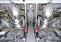Motoryacht "Gladius" engine room - 2 x MTU 12V series 4000 marine diesel M90 Blue Line rating 2040kW (2774 hp) plus 2 x Kohler 40 kW generators.