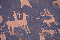 Petroglyphs, rock paintings on Newspaper Rock,  Near Monticello, Utah, USA