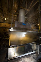 A sap evaporator in a sugar house in Barrington, New Hampshire, USA. The Sugar Shack, manufacture of maple syrup.