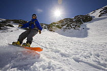 Snowboarding in Tuckerman Ravine, White Mountains, New Hampshire, USA. model released
