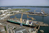 Dry docks in Brest trading Port, Brittany, France. June 2005.