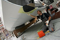 60ft Monohull "BritAir" yacht during construction at Chantier Multiplast. Vannes, France, 28 June 2007