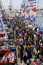 Crowds of spectators and supporters in the marina at Les Sables d'Olonne for the Vendee Globe 2008/2009. 6 November 2008.