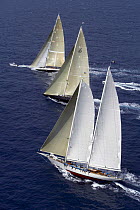 "Windrose", "Velsheda" and "Ranger" racing in the Antigua Classic Yacht Regatta, 2005.