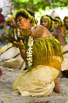 Woman participating in Village tour, dances and performances by the people of Tikopea Island, Vanuatu May 2008