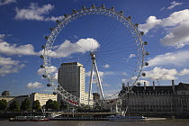 The London Eye Millenium Wheel, 443ft high, the biggest Ferris Wheel in Europe, it has become the most popular paid tourist attraction in the United Kingdom, London, UK