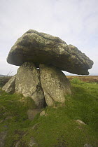 The Chun Quiot, a Neolithic burial chamber dating from 3500 BC, on open moorland, West Cornwall