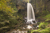 Melincourt falls in autumn, Brecon Beacons National Park, Powys, Wales, UK
