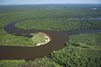 Aerial view of Guaporé / Itenez River and rainforest at the border Brazil and Bolivia