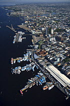 Aerial view of the harbour of Manaus city, Amazonas State, Northern Brazil.