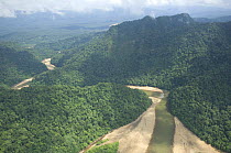Aerial view of The Yungas, rainforests of the Eastern Andes mountains, the Ichilo River and the Amboró National Park, Santa Cruz Department, Bolivia.