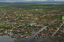 Aerial view of the ciy of Trinidad during the flood of summer 2008, after the waters have receded about one meter, in Beni Department, Bolivia.