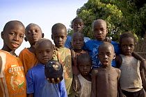 Gambian boys with a football made from old fabric, The Gambia, 2008
