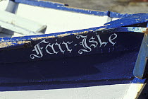 Traditional Fair Isle yoal, South Harbourg, Fair Isle, Shetland Islands, Scotland, UK