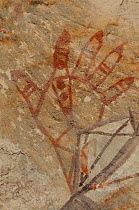 Aboriginal rock art showing human hand, Nanguluwur Gallery, Nourlangie Ranges, Kakadu National Park, Northern Territory, Australia