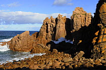 Cape Woolamai's Pinnacles, pink granite sculptured by rain and sea, Phillip Island, Victoria, Australia
