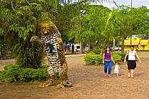Telephone kiosk in shape of Jaguar, Parque Nacional Chapada dos Guimares, Mato Grosso, Brazil