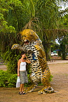 Telephone kiosk in shape of Jaguar, Parque Nacional Chapada dos Guimares, Mato Grosso, Brazil