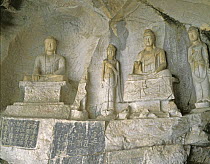 Rock carvings in Fubo Cave along the Li River, Guilin, China