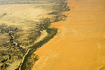 Aerial view of Namib sand dunes and desert, Skeleton coast, Namibia
