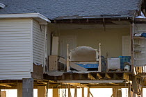 Damage caused to house by Hurricane Katrina, on the shore of Lake Pontchartrain, Slidell, Louisiana, USA, August 2005