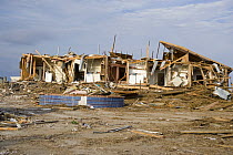 Damage caused to houses by Hurricane Katrina, on the shore of Lake Pontchartrain, Slidell, Louisiana, USA, August 2005