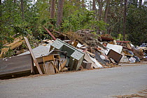 Damaged belongings cleared from homes near Slidell, on the shore of Lake Pontchartrain, Louisiana, USA, following extensive damage from flooding caused by Hurricane Katrina, August 2005.