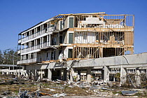 Damage caused to buildings by Hurricane Katrina,  Gulfport, Mississippi, USA, August 2005.