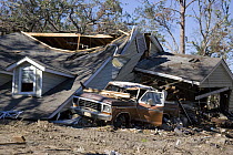 Damage caused to house by Hurricane Katrina,  Gulfport, Mississippi, USA, August 2005.
