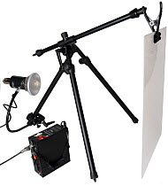 Rig used to photograph plants outdoors with white background, 2008